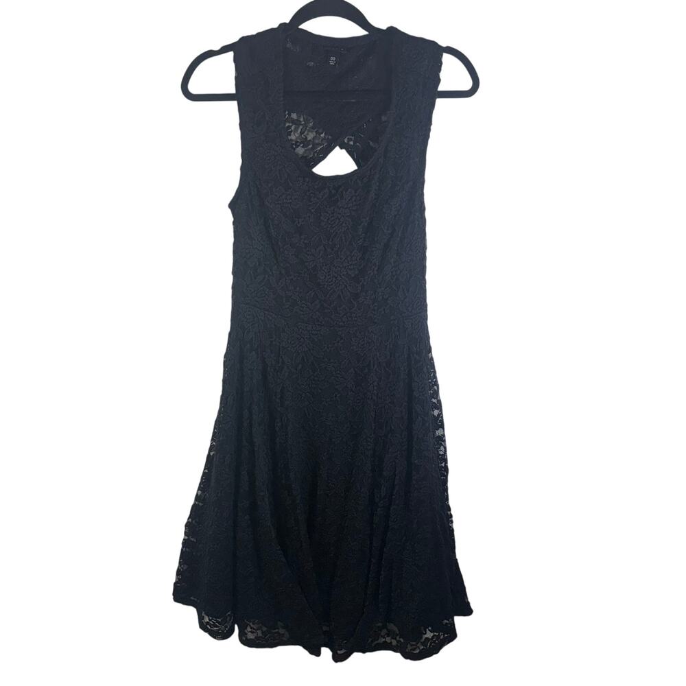 Torrid Black Lace Fit Flare Dress Sleeveless Keyhole Back Plus Sz 00 Large Goth